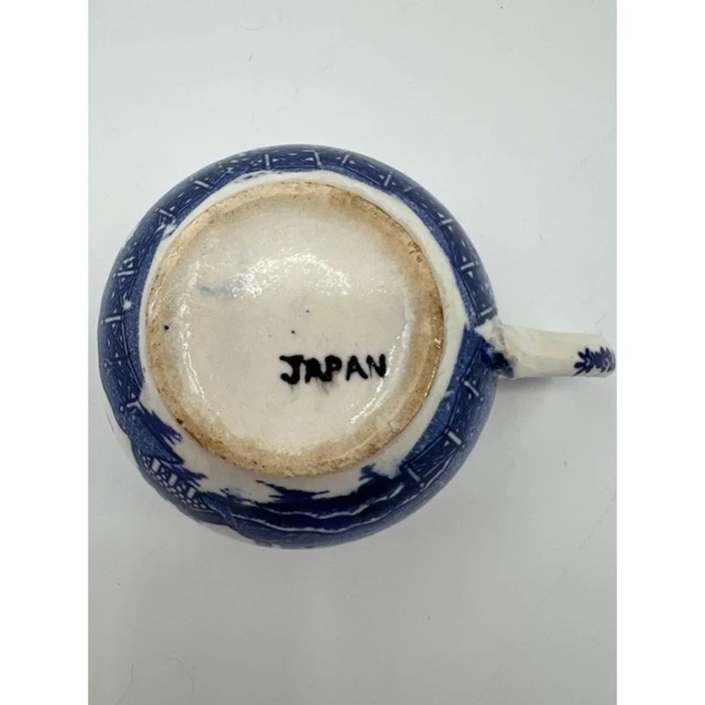 Vintage Japanese Blue Willow Teacup & Saucer Set Chinoiserie
